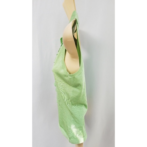 Cache Mint Silk Halter-Neck Button Down Sweater M - Picture 4 of 8